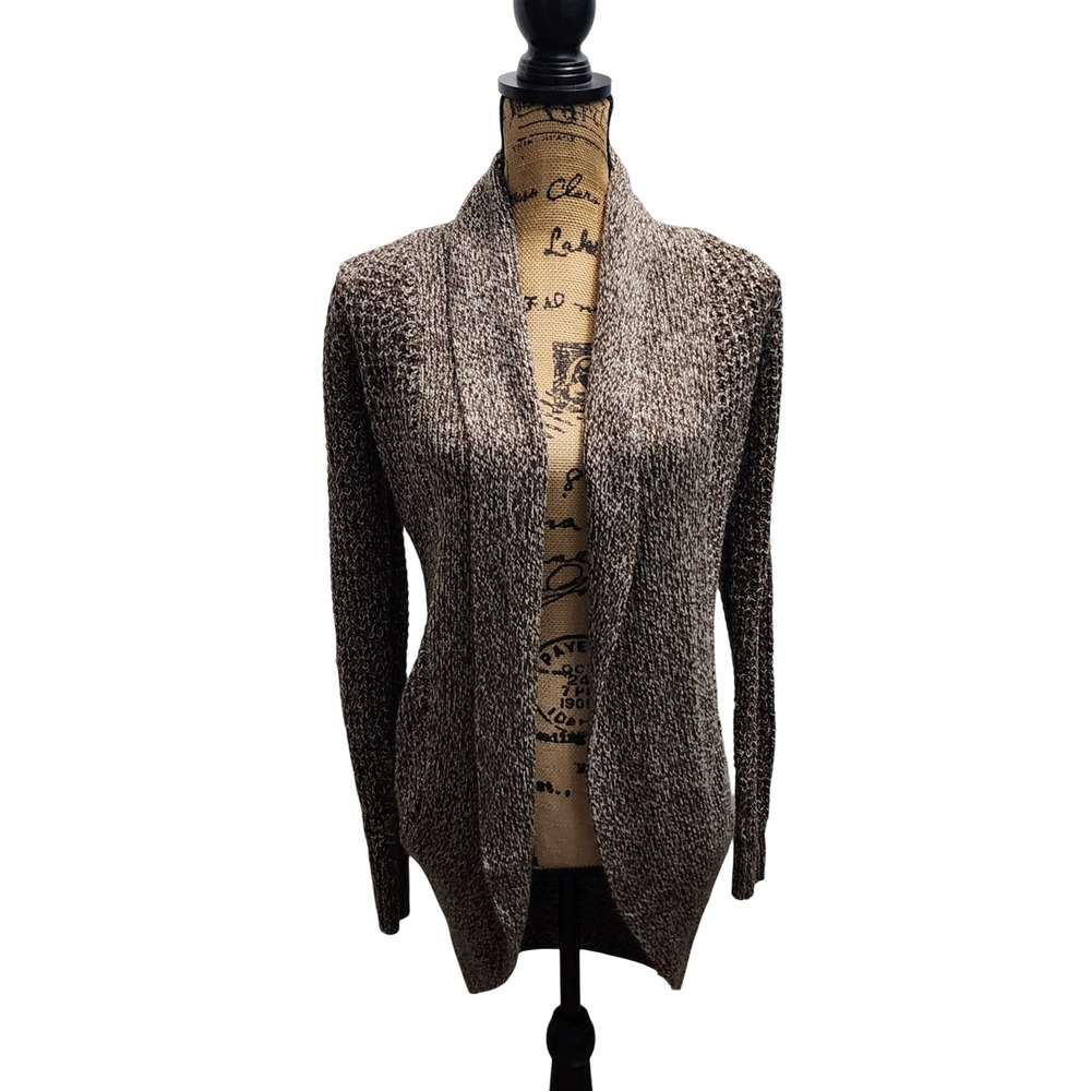 No Boundaries Womens Cardigan Sweater M‎ Brown Marl Textured Knit Shawl Collar